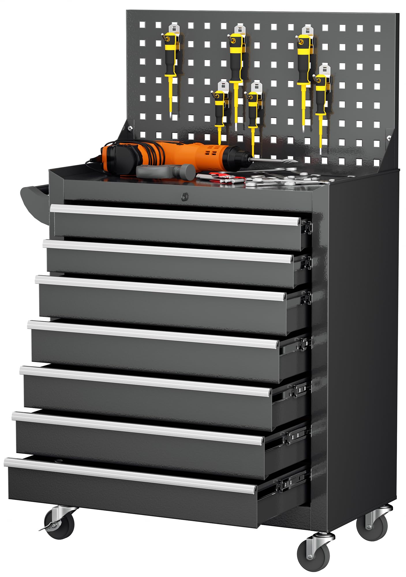 Amazon.com: INTERGREAT 7 Drawers Rolling Tool Chest with Pegboard
